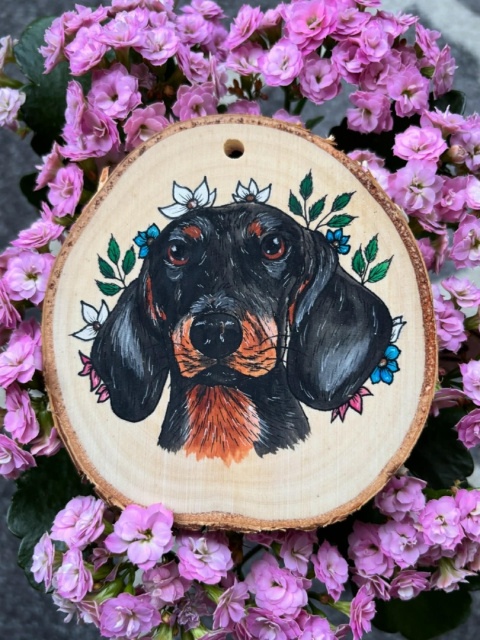 Portret na plastrze drewna