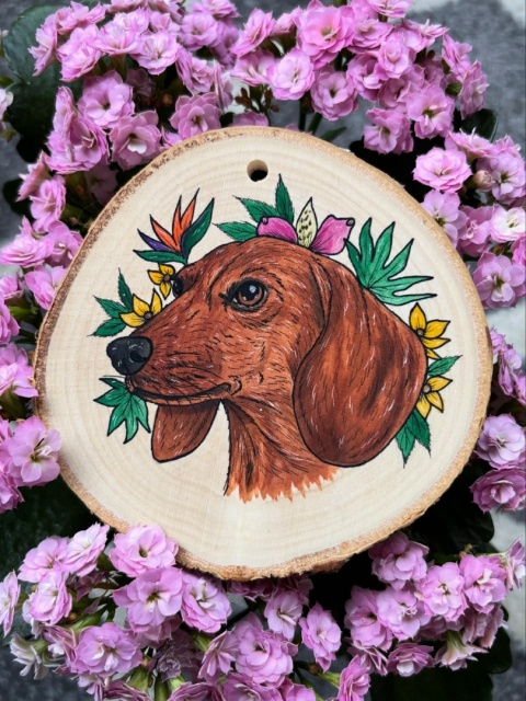 Portret na plastrze drewna