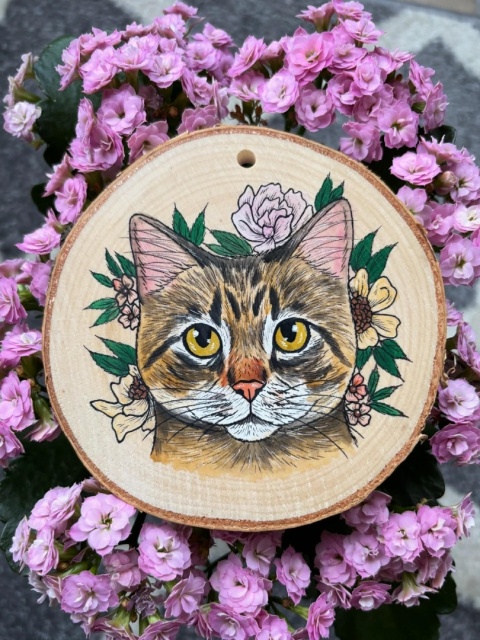 Portret na plastrze drewna