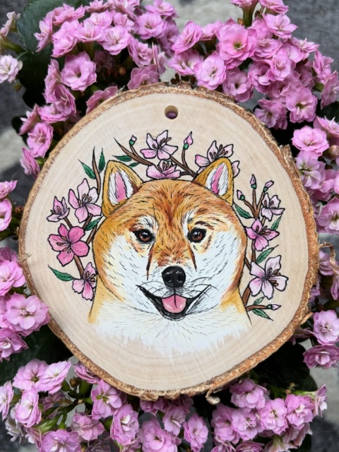 Portret na plastrze drewna